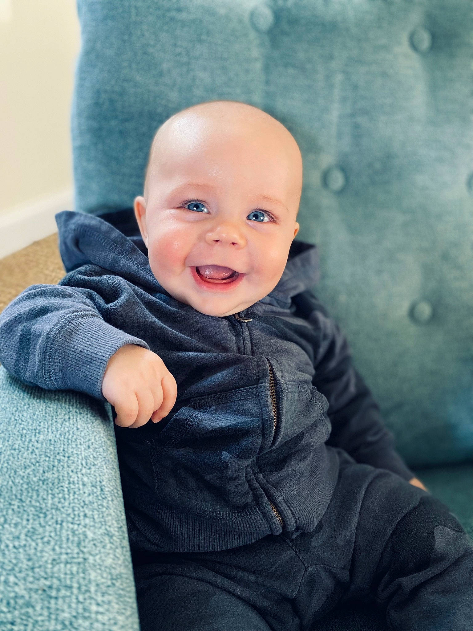 Lawson is registered to the contest to win money with this photo: baby, baby_toddler_clothing, cheek, child, collar, comfort, electric_blue, flash_photography, fur, grey, happy, head, joy, outerwear, person, portrait_photography, sitting, skin, sleeve, smile