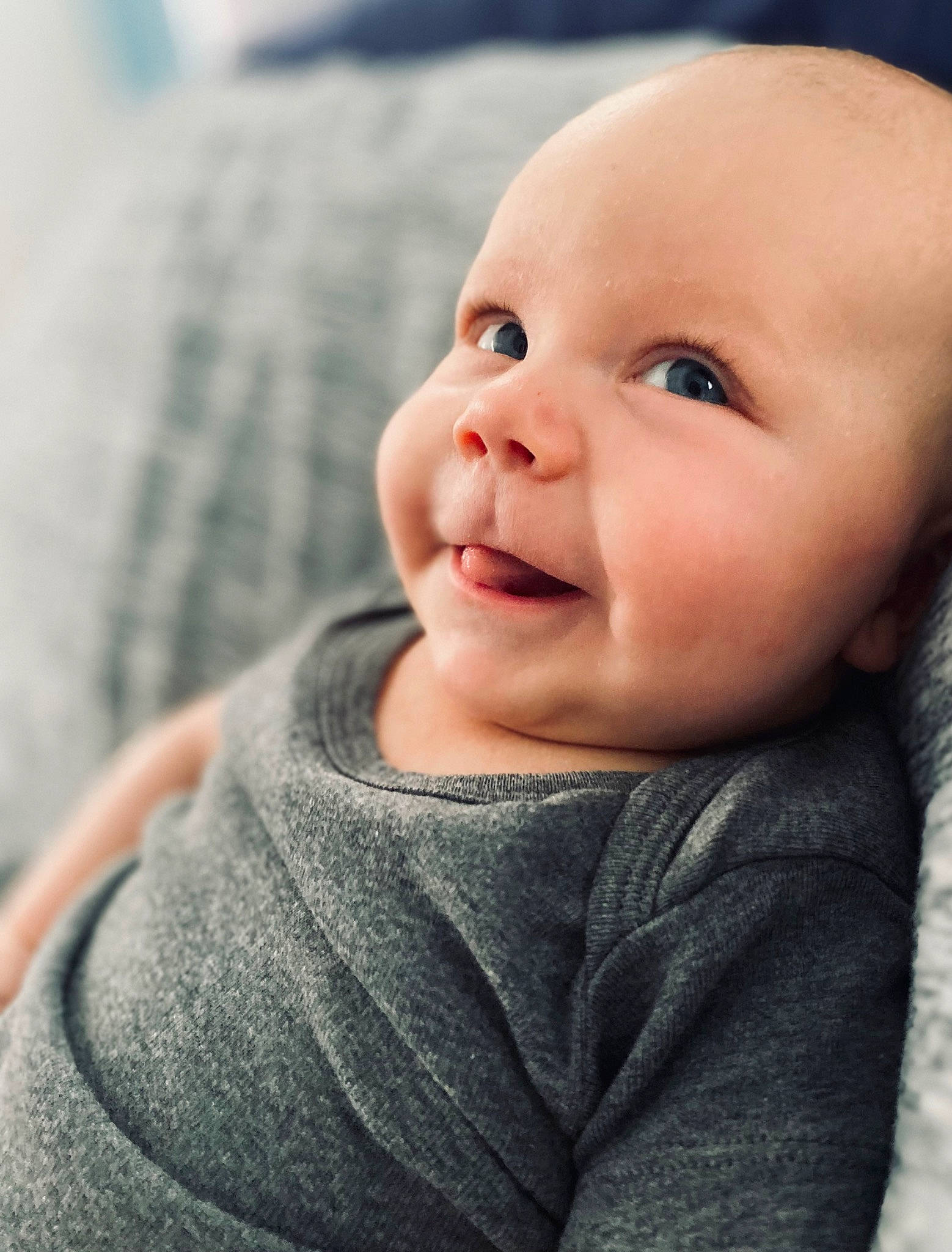 Lawson joined the competition — help win amazing prizes! baby, baby_toddler_clothing, cheek, child, chin, comfort, eyebrow, eyelash, flash_photography, grey, happy, human, iris, lip, mouth, nose, person, skin, sleeve, smile
