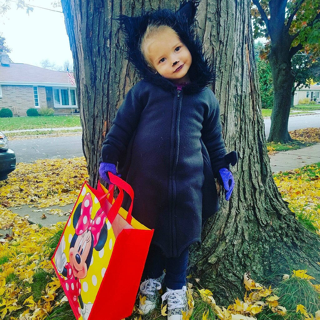 Leyla joined the competition — help win amazing prizes! autumn, child, grass, leaf, outerwear, person, plant, play, recreation, smile, toddler, tree