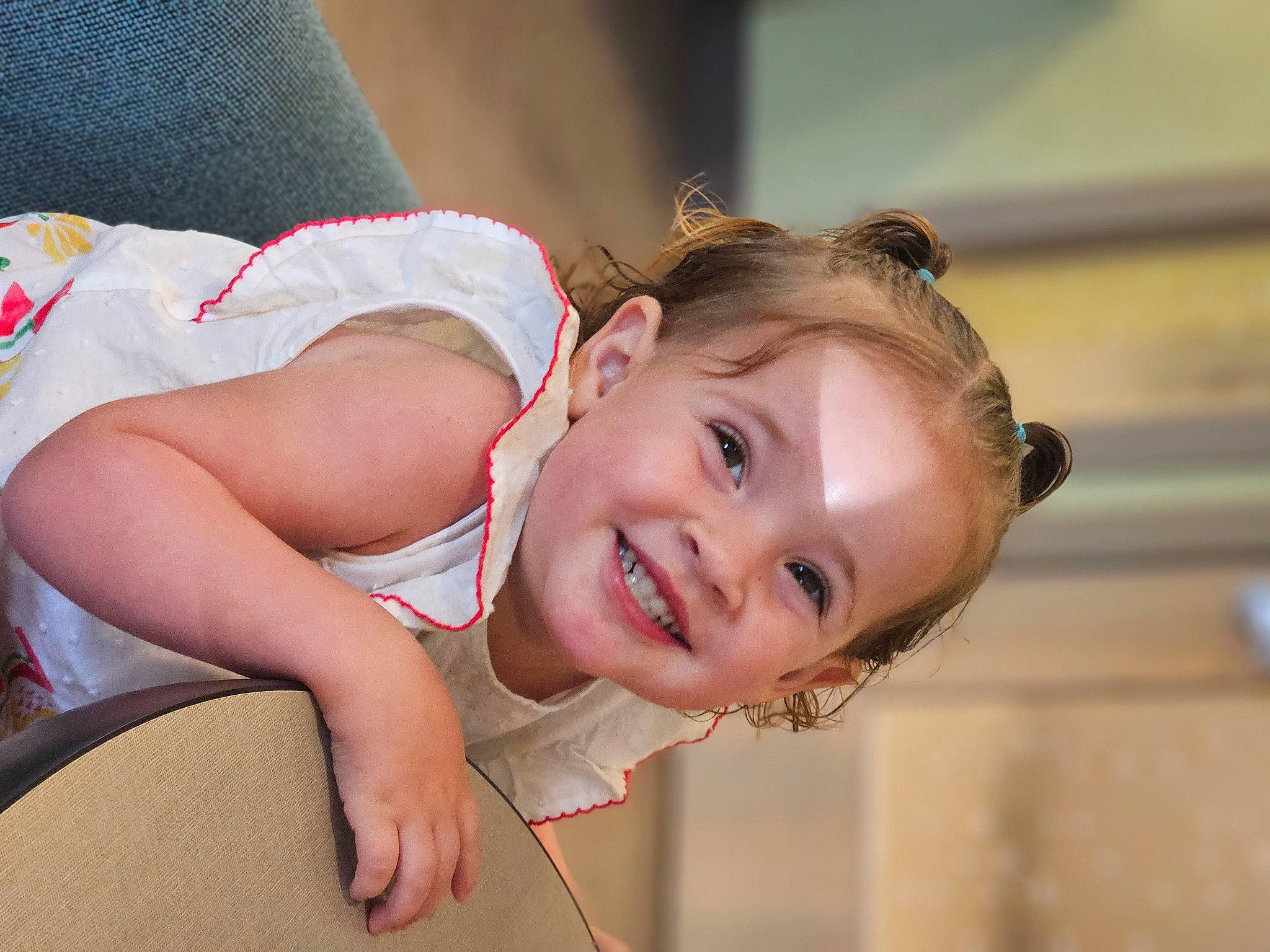 Emerie joined the competition — help win amazing prizes! baby, baby_toddler_clothing, blond, child, dress, flash_photography, flooring, fun, happy, iris, jewellery, joy, laugh, lip, nose, person, portrait_photography, skin, smile, toddler