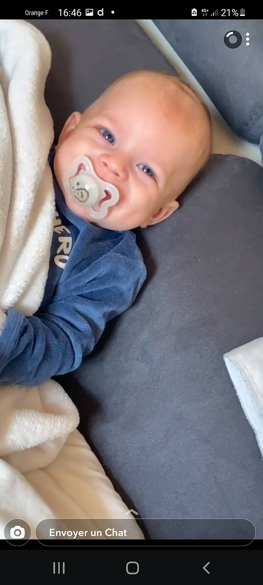 Luciano participe au concours pour gagner de l'argent avec cette photo : arm, baby, baby_laughing, baby_toddler_clothing, cheek, child, chin, comfort, eyebrow, flash_photography, fun, happy, iris, lip, mouth, nose, person, skin, sleeve, smile