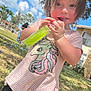 Lilyana joined the competition — help win amazing prizes! child, toddler, outdoor, grass, easter_eggs, unicorn, striped_shirt, pink, green_ice, sunny_day, tree, building, person, happy, food, snack, play, fun, summer, nature