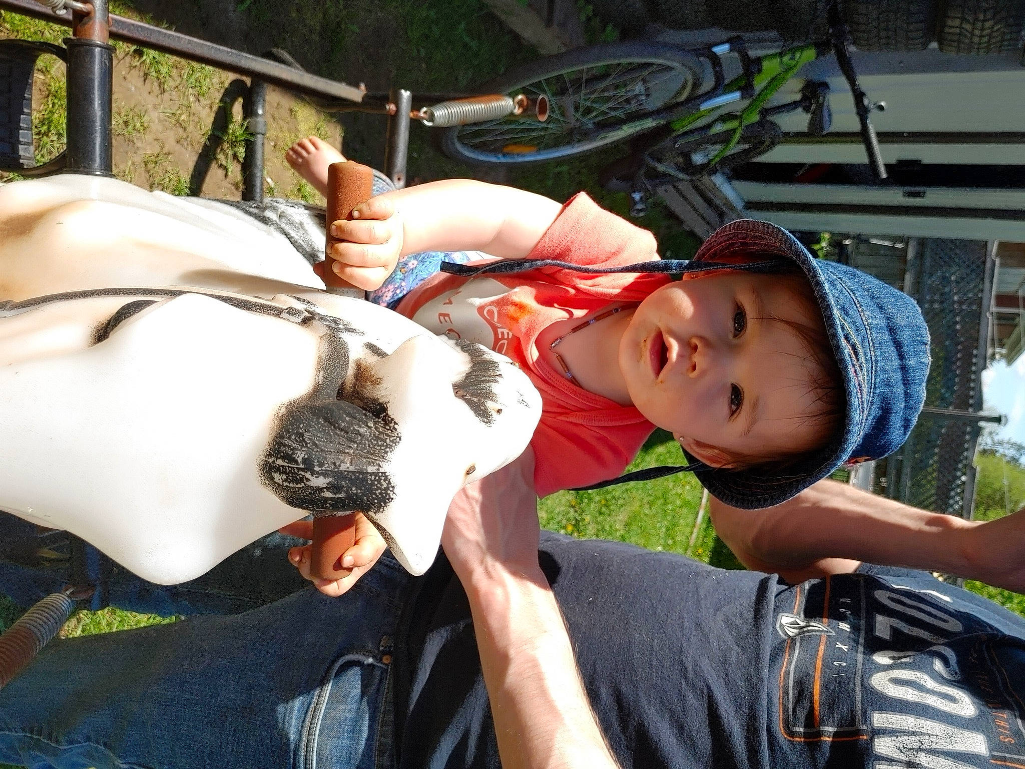 Leah participe au concours pour gagner de l'argent avec cette photo : arm, baseball_cap, child, dairy_cow, elbow, grass, hand, hat, headwear, leisure, livestock, mammal, person, recreation, t_shirt, toddler, vacation, wildlife_biologist