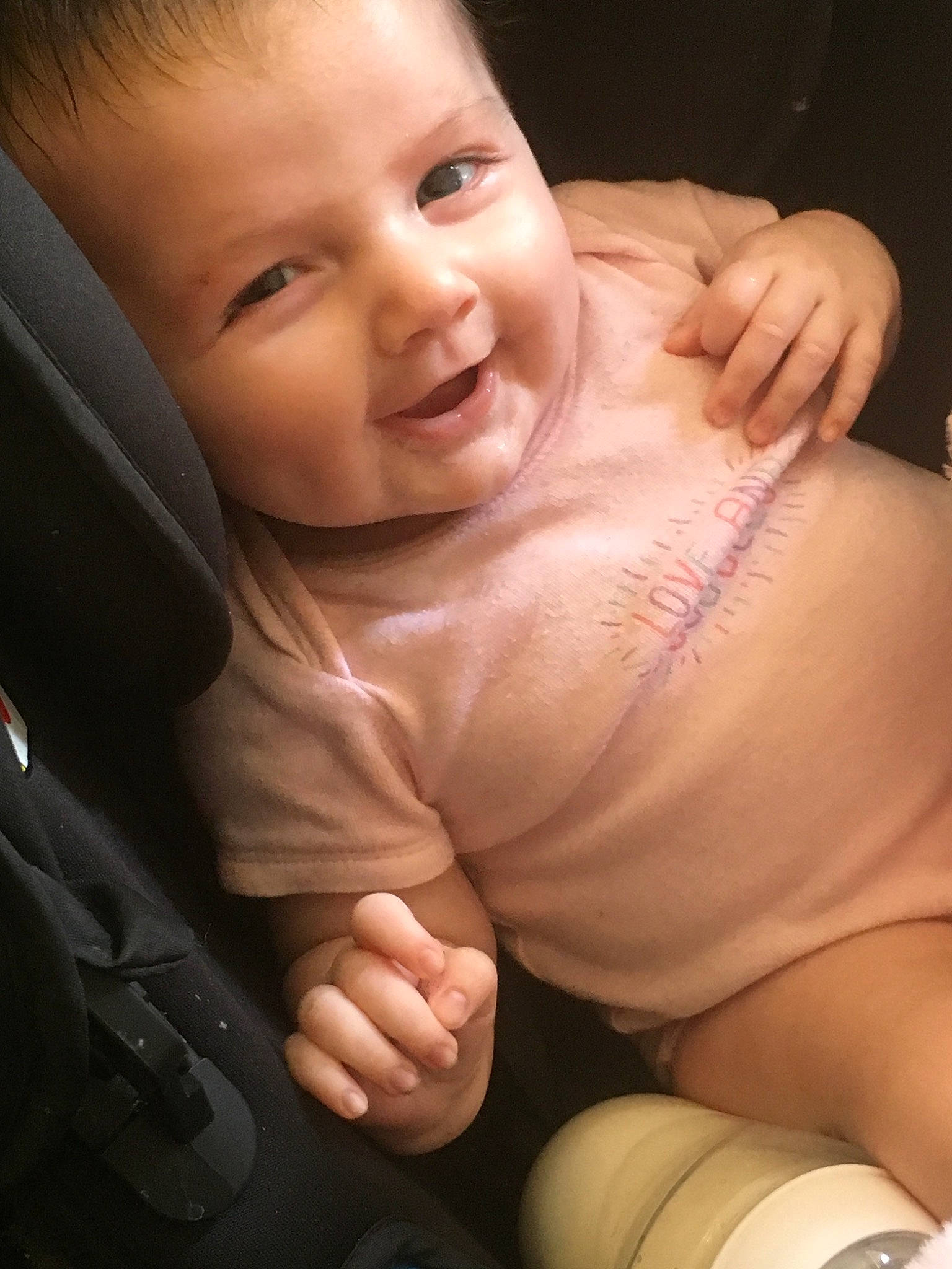 Esmèe joined the competition — help win amazing prizes! arm, baby, cheek, child, chin, face, finger, gesture, hand, mouth, nail, nose, person, skin, smile, thumb, toddler