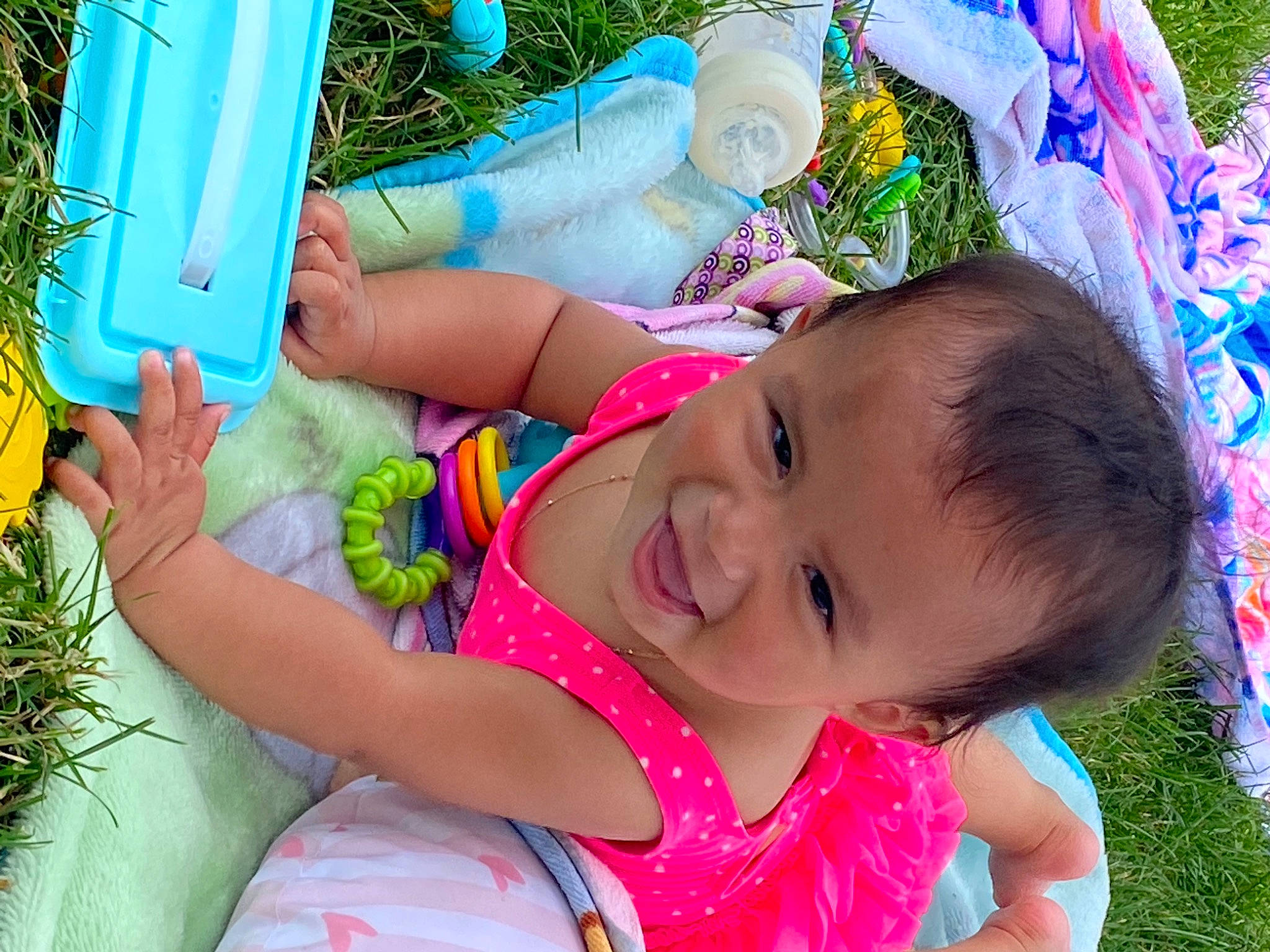 Adriana joined the competition — help win amazing prizes! adaptation, baby_toddler_clothing, blue, child, face, fun, grass, green, happy, joy, leisure, people_in_nature, person, pink, plant, product, public_space, skin, smile, textile