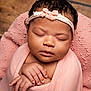 Sienna joined the competition — help win amazing prizes! baby, blanket, bow, closeup, cozy, cute, face, hands, headband, indoors, infant, natural, newborn, peaceful, pink, portrait, skin, sleeping, soft, wrapped
