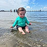 Michael is registered to the contest to win money with this photo: toddler, child, water, beach, swimwear, sky, clouds, group, people, shallow_water, summer, outdoor, nature, sand, rocks, waves, playing, daytime, casual, fun
