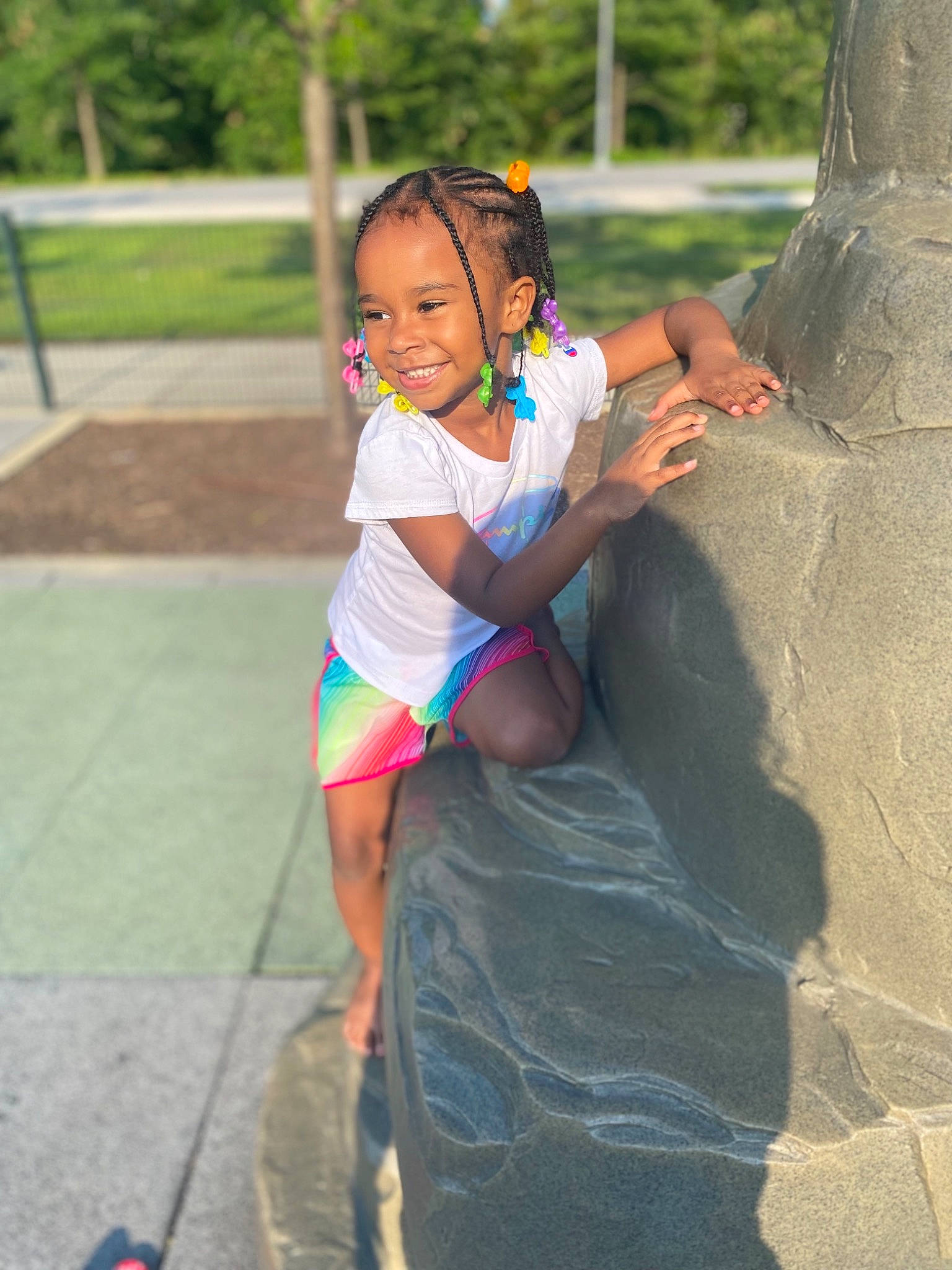 Alaiyah joined the competition — help win amazing prizes! child, fun, grass, happy, human_leg, joy, leisure, people_in_nature, person, pink, play, playground, public_space, recreation, shorts, shoulder, smile, summer, t_shirt, thigh