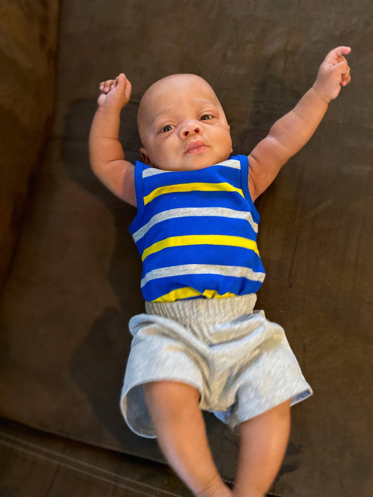 Kacen joined the competition — help win amazing prizes! arm, baby, blue, cheek, child, eye, fun, leg, nose, people, person, sitting, skin, standing, toddler, vacation, yellow