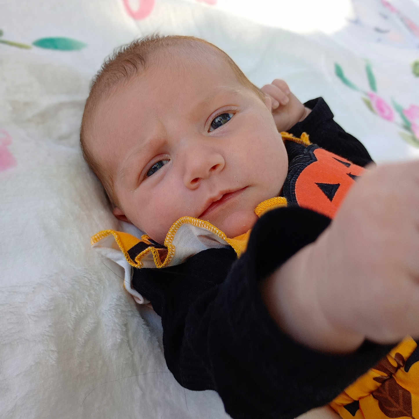 Adrianna joined the competition — help win amazing prizes! baby, bed, blanket, bodypart, clothing, face, finger, furniture, hand, happy, head, knitwear, newborn, pants, person, photography, portrait, quilt, smile, sweater