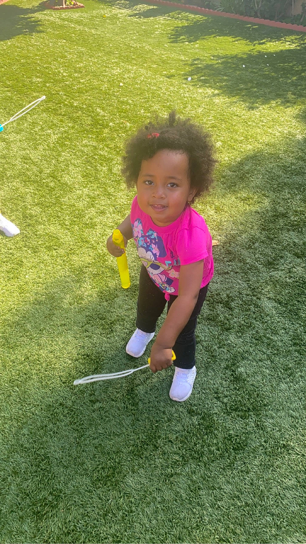 Maylanie is registered to the contest to win money with this photo: ball, ball_game, child, flooring, fun, games, golf, golf_equipment, grass, grass_family, grassland, lawn, leisure, people_in_nature, person, play, recreation, sports_equipment, tennis_ball, toddler