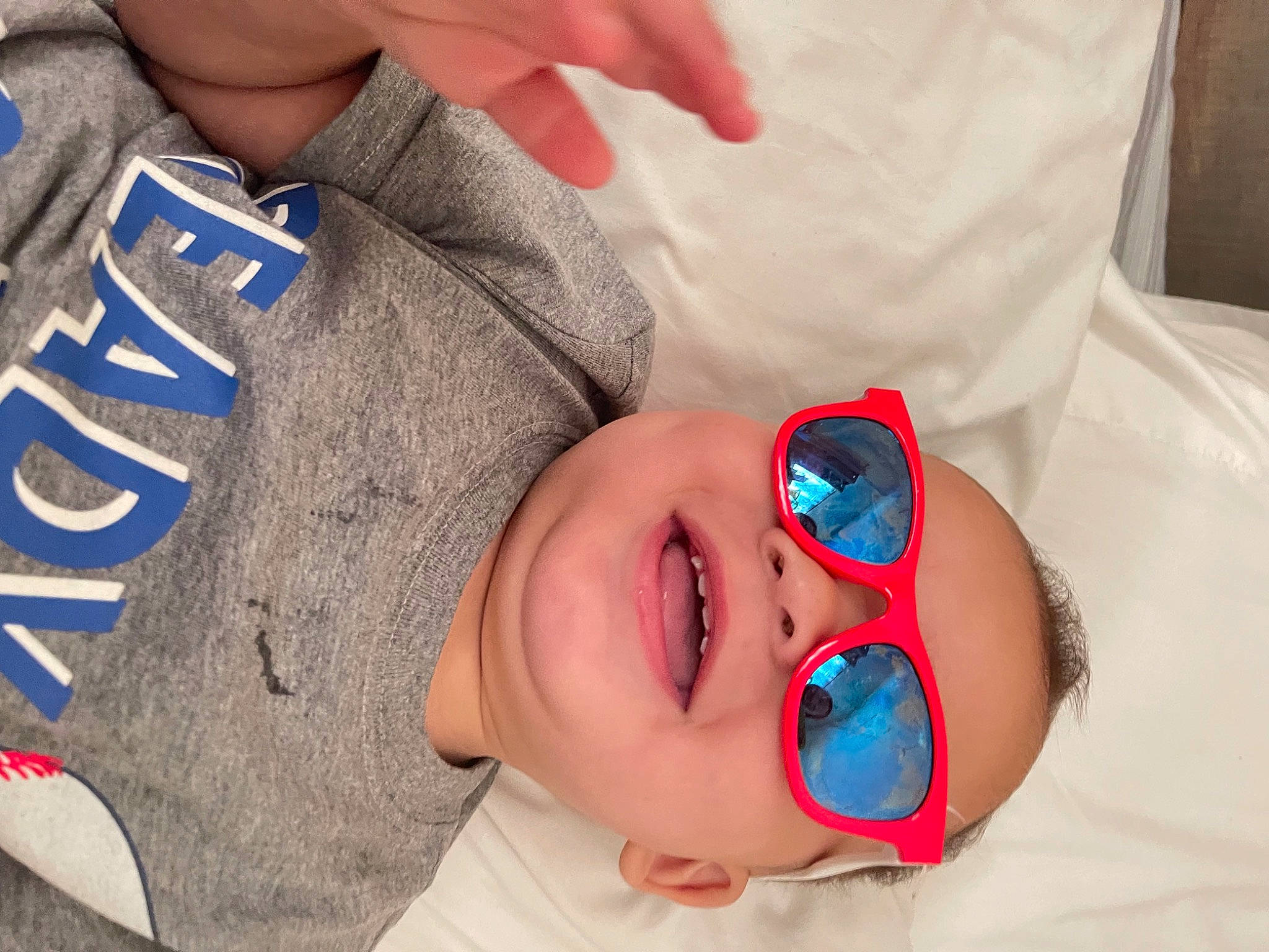 Ruben joined the competition — help win amazing prizes! baby, baby_toddler_clothing, cheek, comfort, eye, face, finger, gesture, glasses, hand, happy, hat, head, mouth, nose, person, skin, sleeve, smile, sunglasses