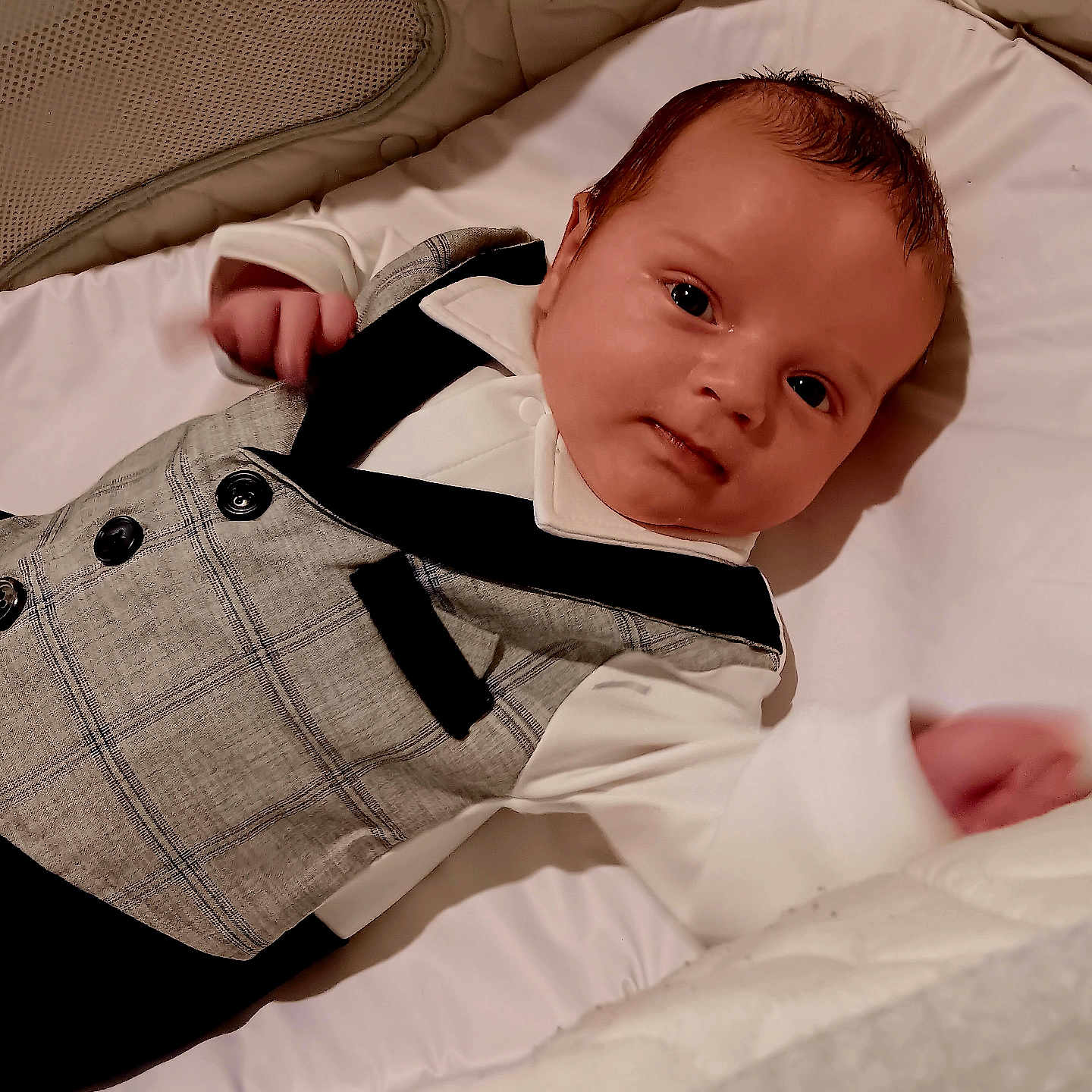 Charlie joined the competition — help win amazing prizes! baby, bed, bodypart, clothing, couch, cradle, crib, cushion, face, finger, furniture, hand, head, homedecor, infantbed, pants, person, photography, portrait, shirt