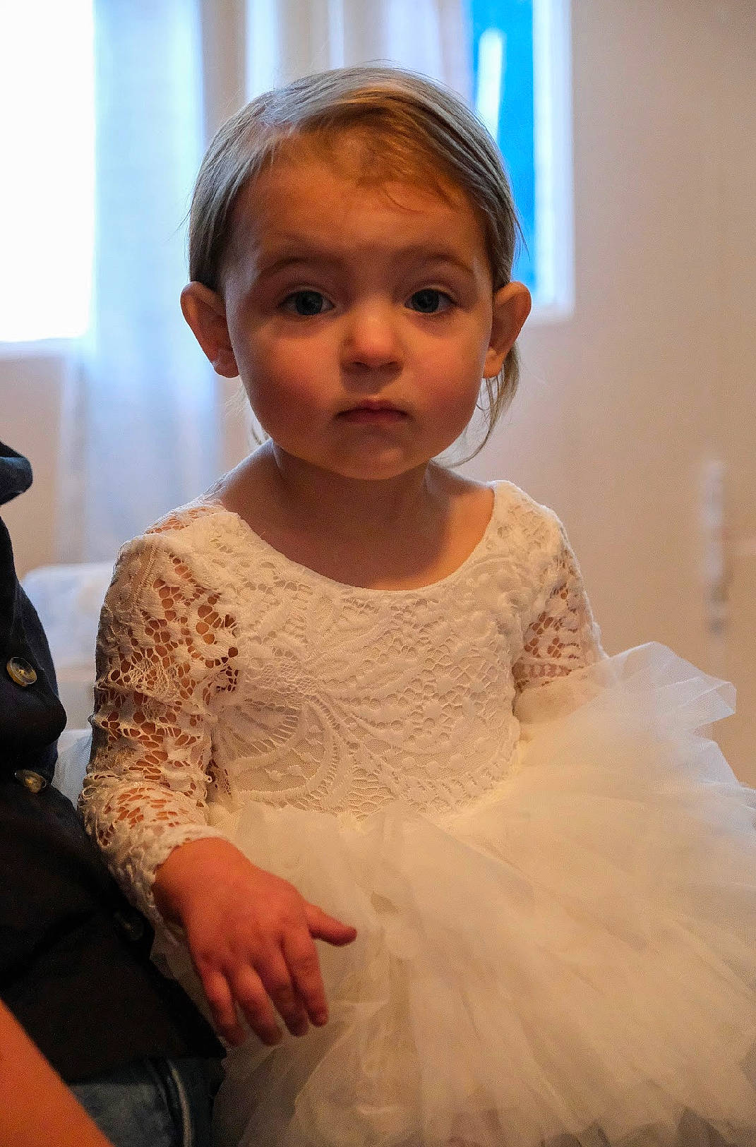 Adelyn joined the competition — help win amazing prizes! baby_toddler_clothing, bridal_accessory, bridal_clothing, day_dress, dress, embellishment, fashion, fashion_design, gown, hair, hairstyle, happy, iris, neck, person, shoulder, skin, sleeve, standing, toddler