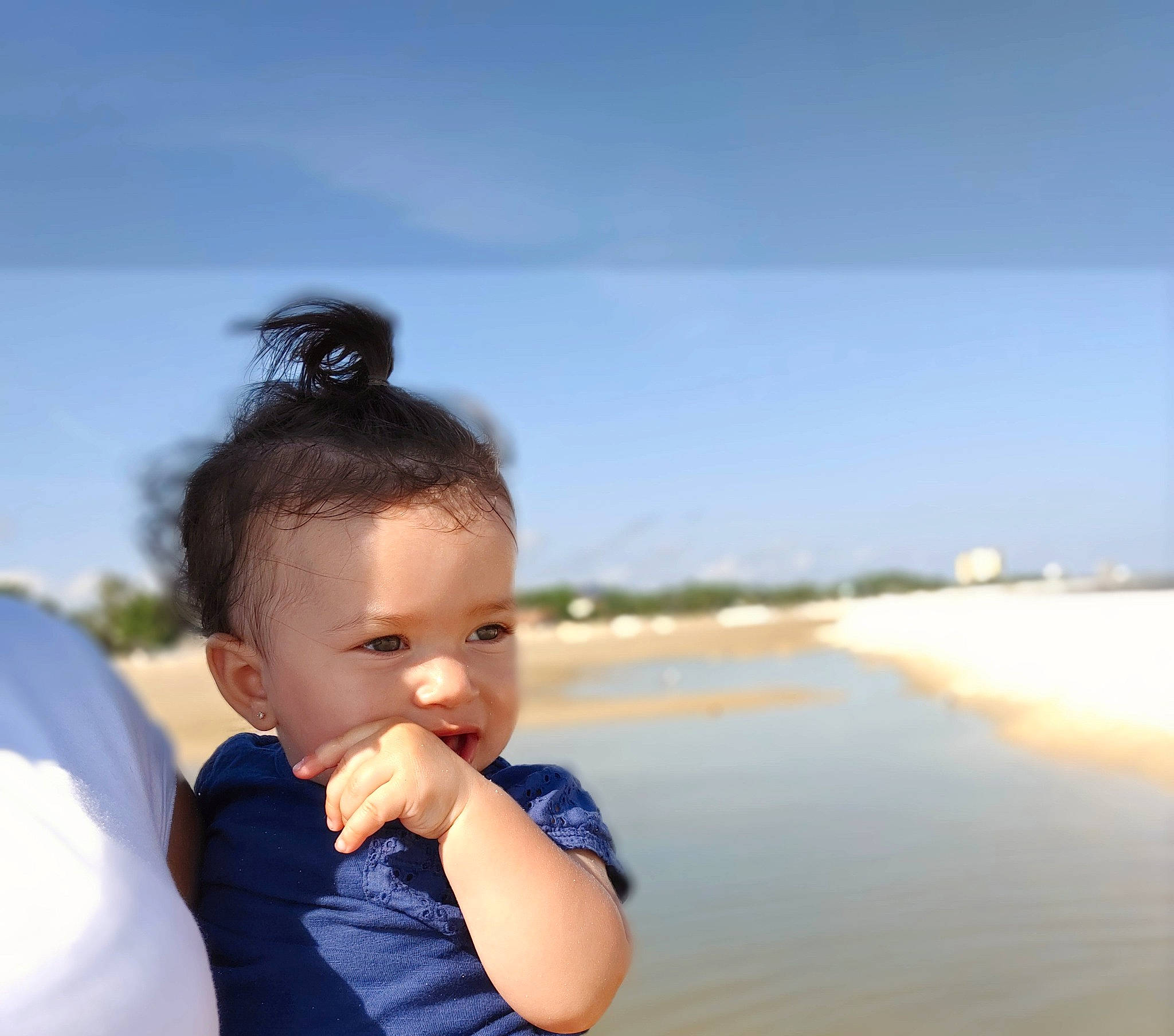 Madison joined the competition — help win amazing prizes! baby, beach, child, cloud, electric_blue, flash_photography, fun, gesture, grass, happy, horizon, lake, leisure, ocean, people_in_nature, person, sky, toddler, tourism, travel