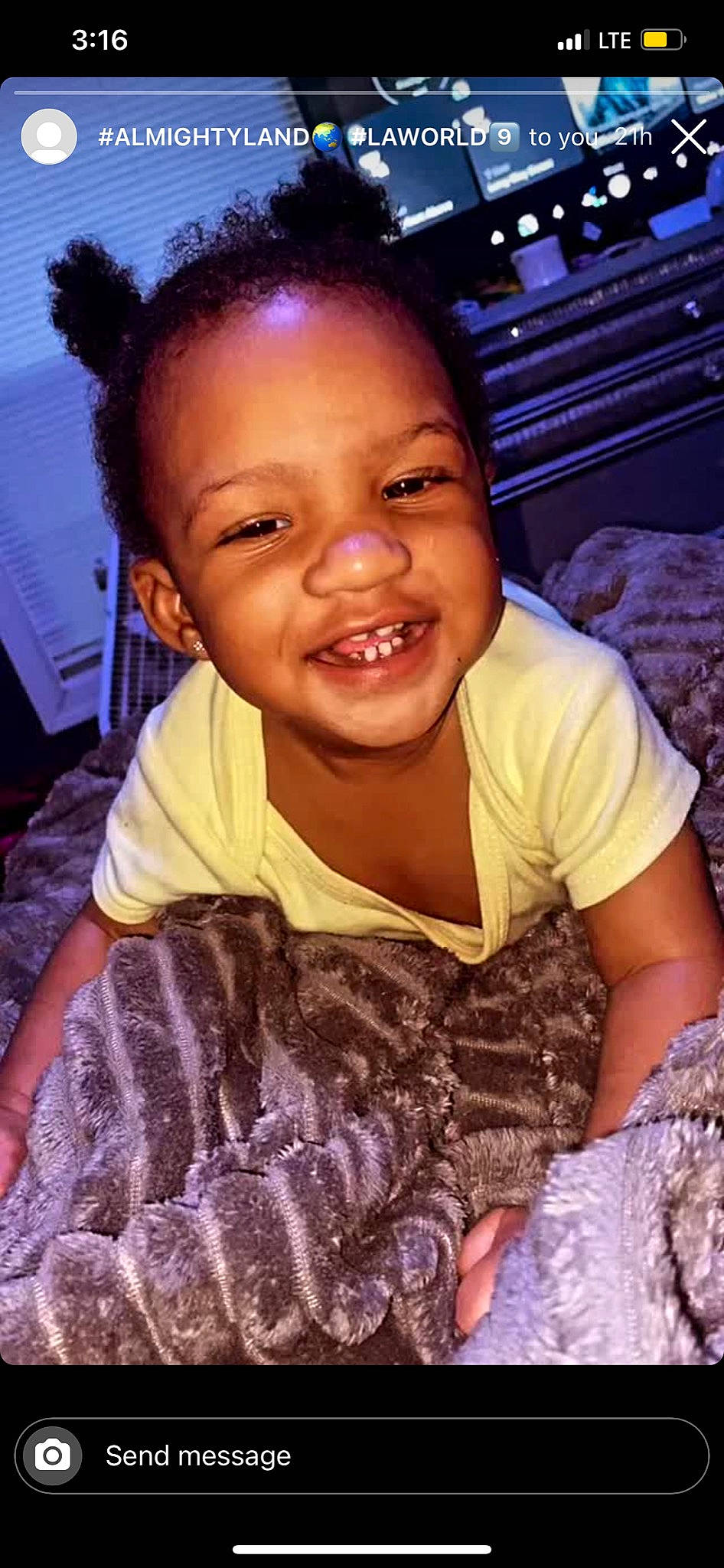 Amoura joined the competition — help win amazing prizes! baby_toddler_clothing, black, cheek, chin, eye, face, facial_expression, forehead, hair, hairstyle, happy, head, iris, joy, lip, nose, organ, person, purple, skin