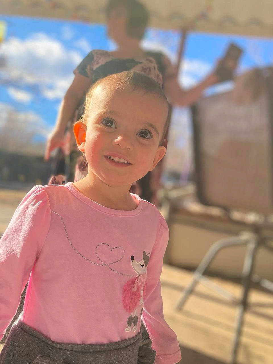 Izzabella joined the competition — help win amazing prizes! active_tank, baby, baby_toddler_clothing, child, child_model, ear, happy, head, long_sleeved_t_shirt, mouth, person, sleeve, toddler