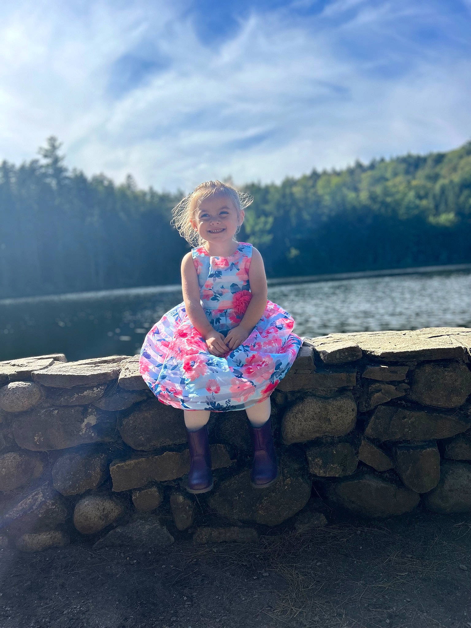 Melody joined the competition — help win amazing prizes! azure, bank, cloud, dress, electric_blue, flash_photography, fun, grass, happy, horizon, joy, landscape, leisure, people_in_nature, person, plant, sky, standing, sunlight, toddler