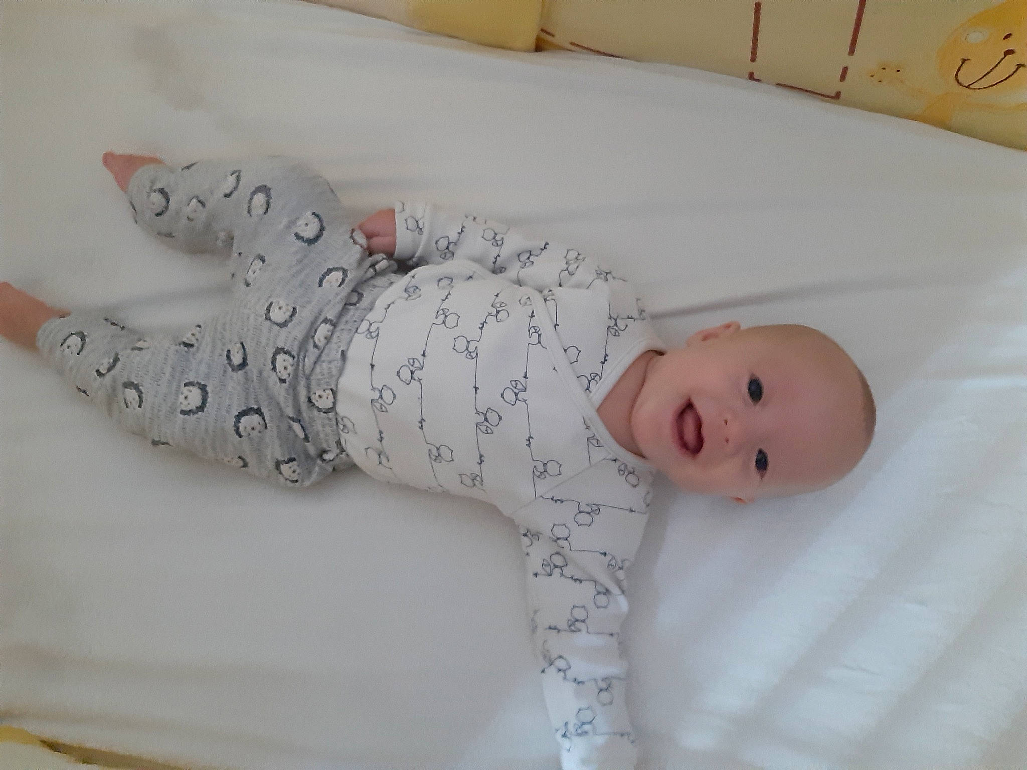 Hayden a rejoint le concours — aidez-le/la à gagner de superbes lots ! baby, baby_products, baby_safety, baby_toddler_clothing, bed, bedding, child, comfort, flooring, head, infant_bed, linens, pattern, person, product, skin, sleeve, smile, textile, toddler