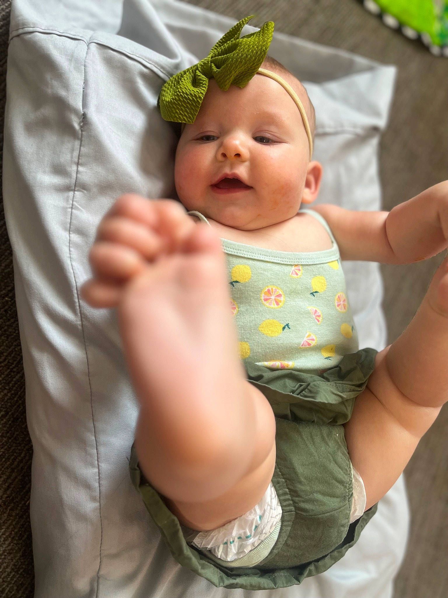 Kayzlee joined the competition — help win amazing prizes! abdomen, baby, baby_products, baby_toddler_clothing, cheek, child, fashion_accessory, finger, fun, gesture, hand, happy, jewellery, nail, pattern, person, product, sitting, skin, thumb