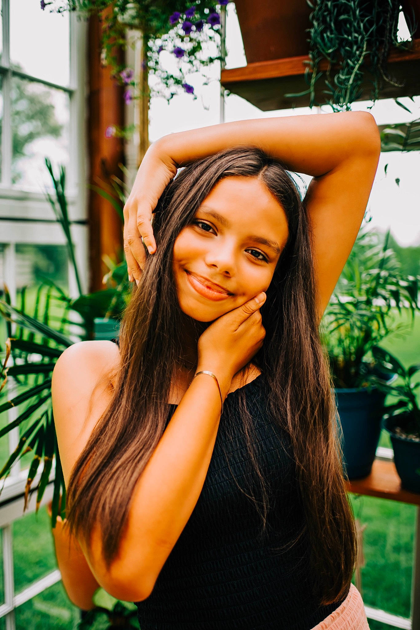 Erin joined the competition — help win amazing prizes! black_hair, cool, flash_photography, flowerpot, grass, green, happy, houseplant, joint, joy, leisure, lip, makeover, muscle, neck, people_in_nature, person, plant, shoulder, skin