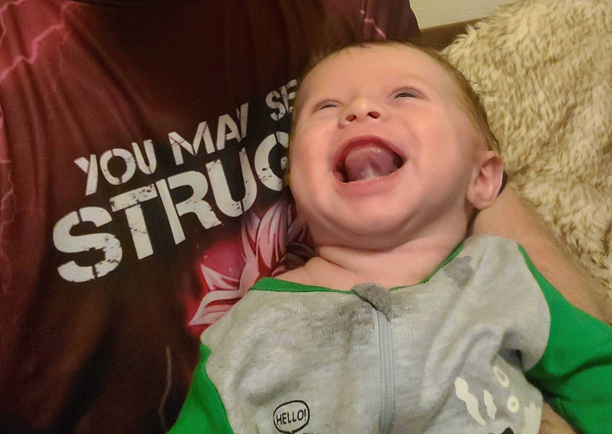 Chandler is registered to the contest to win money with this photo: arm, cheek, chin, eye, eyebrow, face, facial_expression, hairstyle, head, human_body, jaw, lip, mouth, neck, nose, person, product, skin, smile, tongue