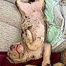 Chucky joined the competition — help win amazing prizes! puppy, dog, sleeping, lying_down, spotted, tongue_out, blanket, cushion, cozy, indoor, relaxed, paw, fur, cute, pet, animal, resting, comfort, soft, home