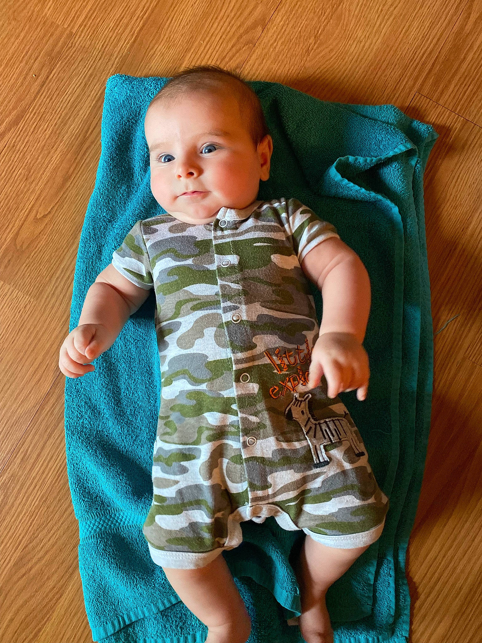 Deacon joined the competition — help win amazing prizes! aqua, azure, baby, baby_toddler_clothing, child, collar, day_dress, dress_shirt, electric_blue, iris, linens, pattern, person, plaid, shorts, sitting, skin, sleeve, t_shirt, textile