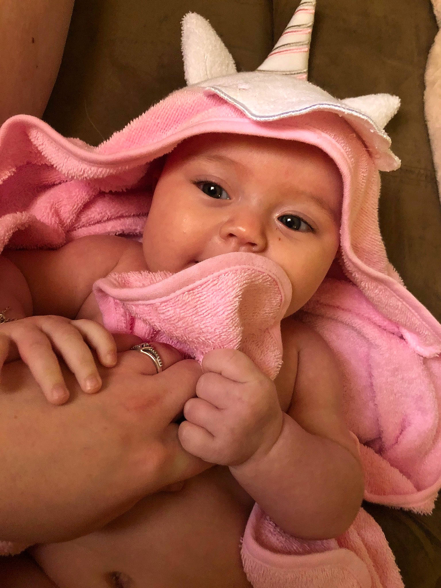 Evelynn joined the competition — help win amazing prizes! baby, cheek, child, finger, hand, headwear, lip, mouth, person, pink, skin, thumb, toddler