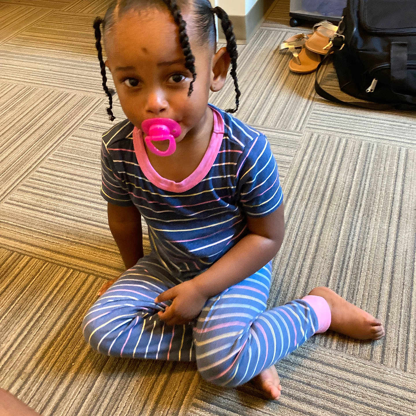 Viviana joined the competition — help win amazing prizes! accessories, bag, child, clothing, face, female, footwear, girl, handbag, hardwood, head, hosiery, pants, person, photography, portrait, sandal, sitting, sock, wood