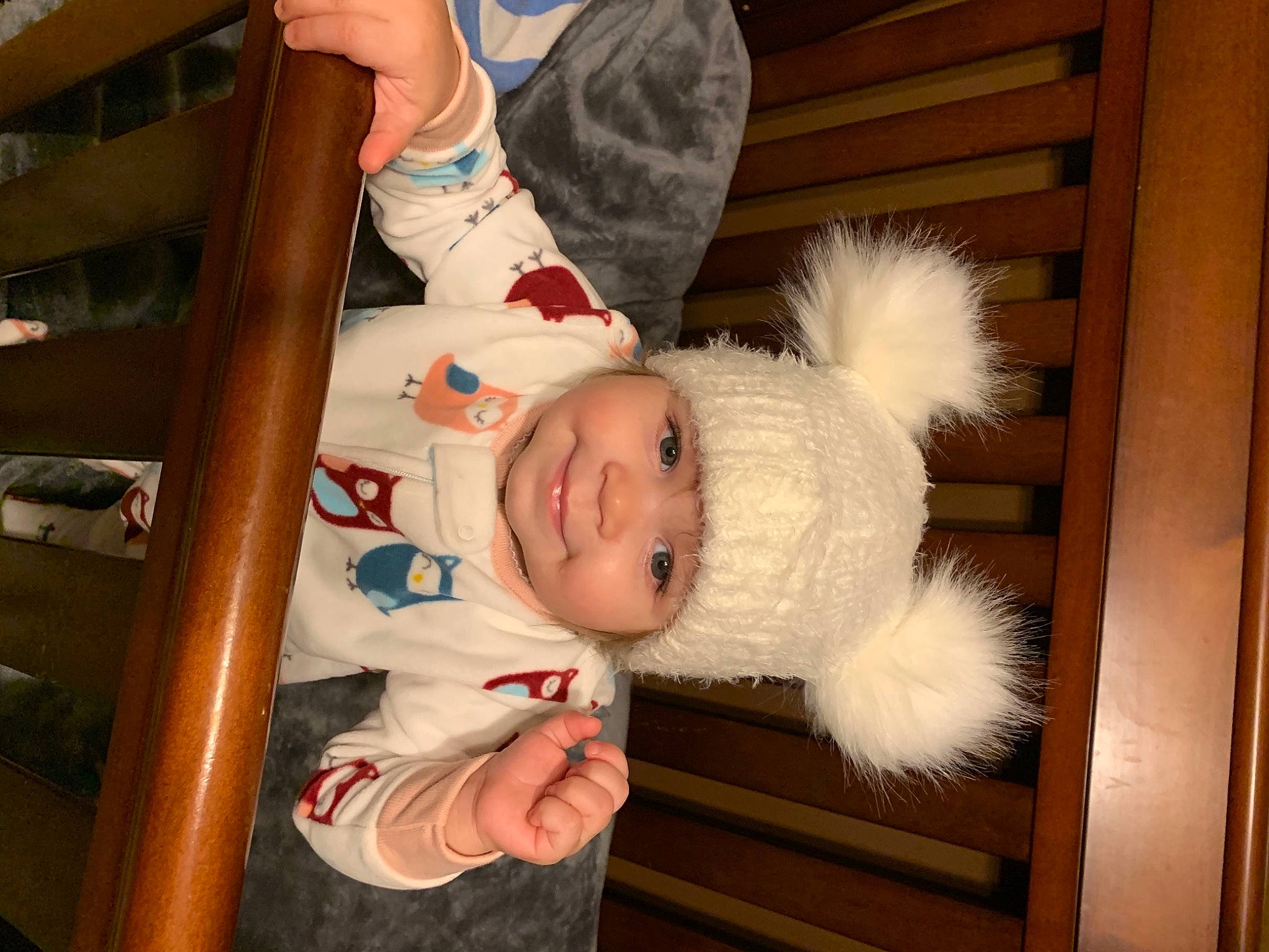 Melodi joined the competition — help win amazing prizes! baby, baby_products, baby_toddler_clothing, cheek, child, comfort, costume, ear, fun, fur, fur_clothing, happy, hat, headwear, joy, lap, person, room, sitting, smile