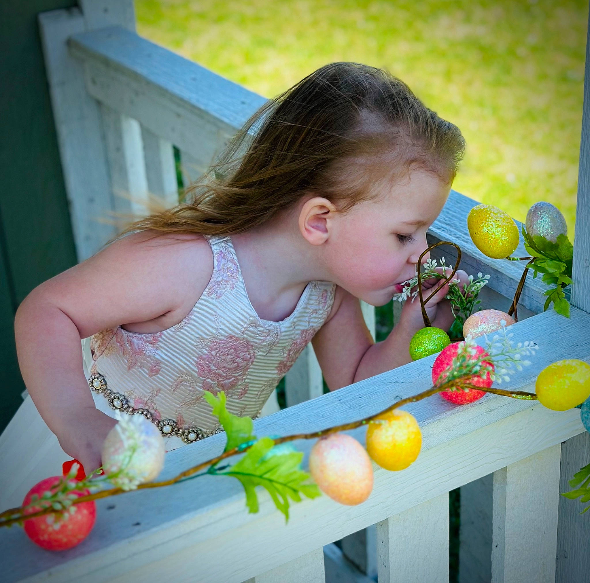 Aniya joined the competition — help win amazing prizes! baby_toddler_clothing, child, floral_design, flower_arranging, fruit, fun, grass, happy, leisure, local_food, natural_foods, orange, person, petal, plant, play, produce, recreation, sweetness, toddler