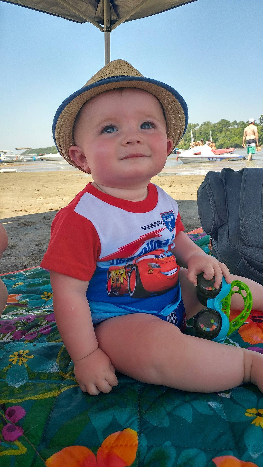 Bradley joined the competition — help win amazing prizes! baby_products, child, day, fun, happiness, headgear, infant, person, play, product, sitting, skin, smile, summer, toddler, vacation