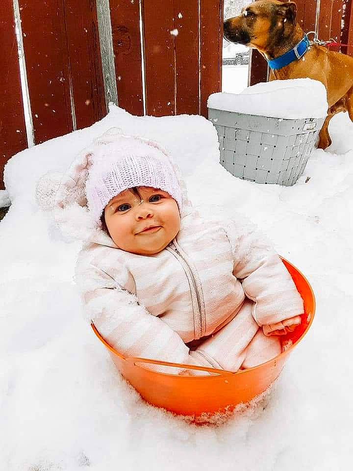 Miracle joined the competition — help win amazing prizes! baby, baby_sleeping, child, freezing, headwear, person, playing_in_the_snow, snow, winter
