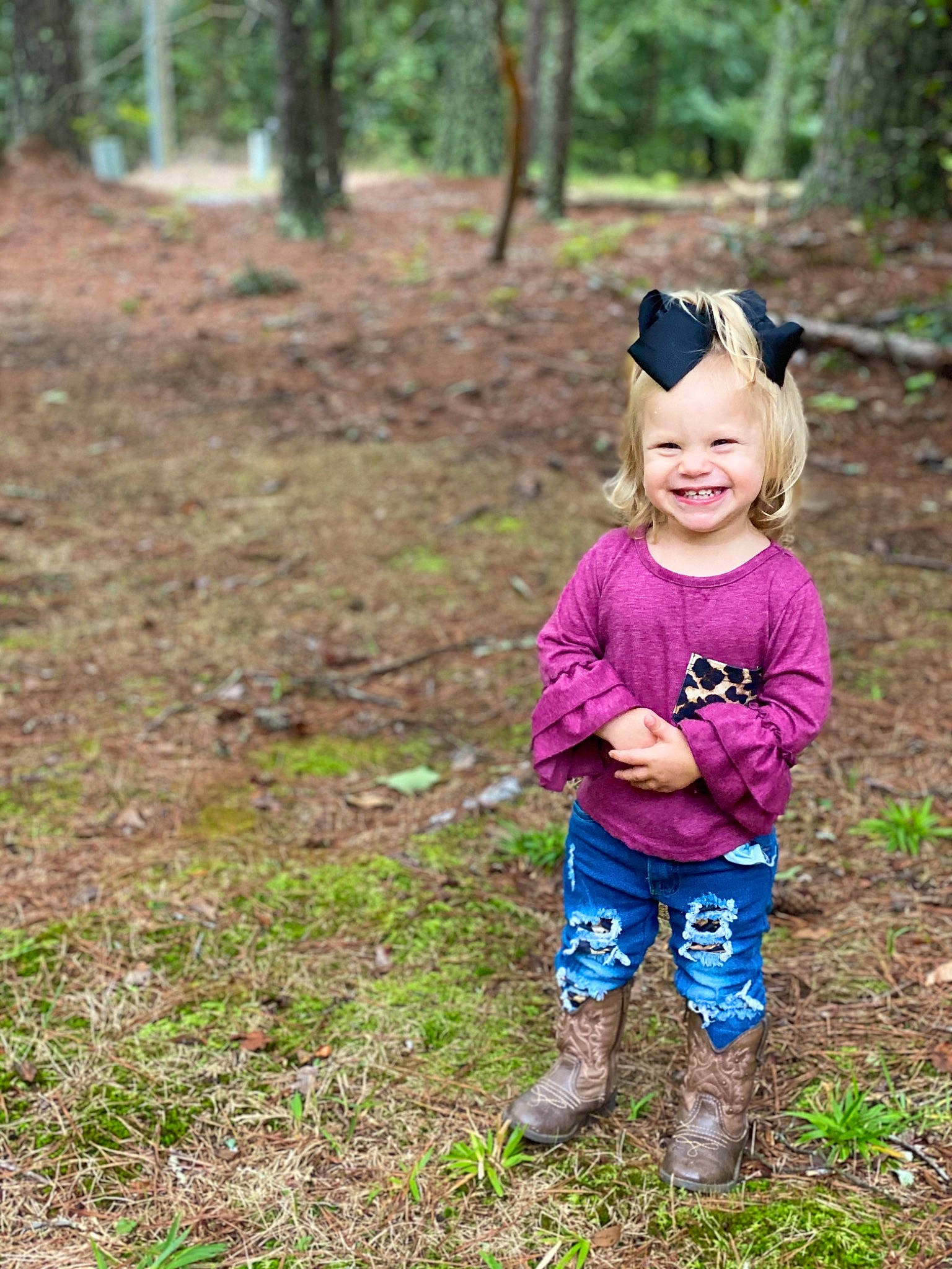 Berkley is registered to the contest to win money with this photo: child, forest, fun, grass, green, happy, joy, leaf, people, person, photograph, photography, pink, plant, play, smile, soil, spring, toddler, tree