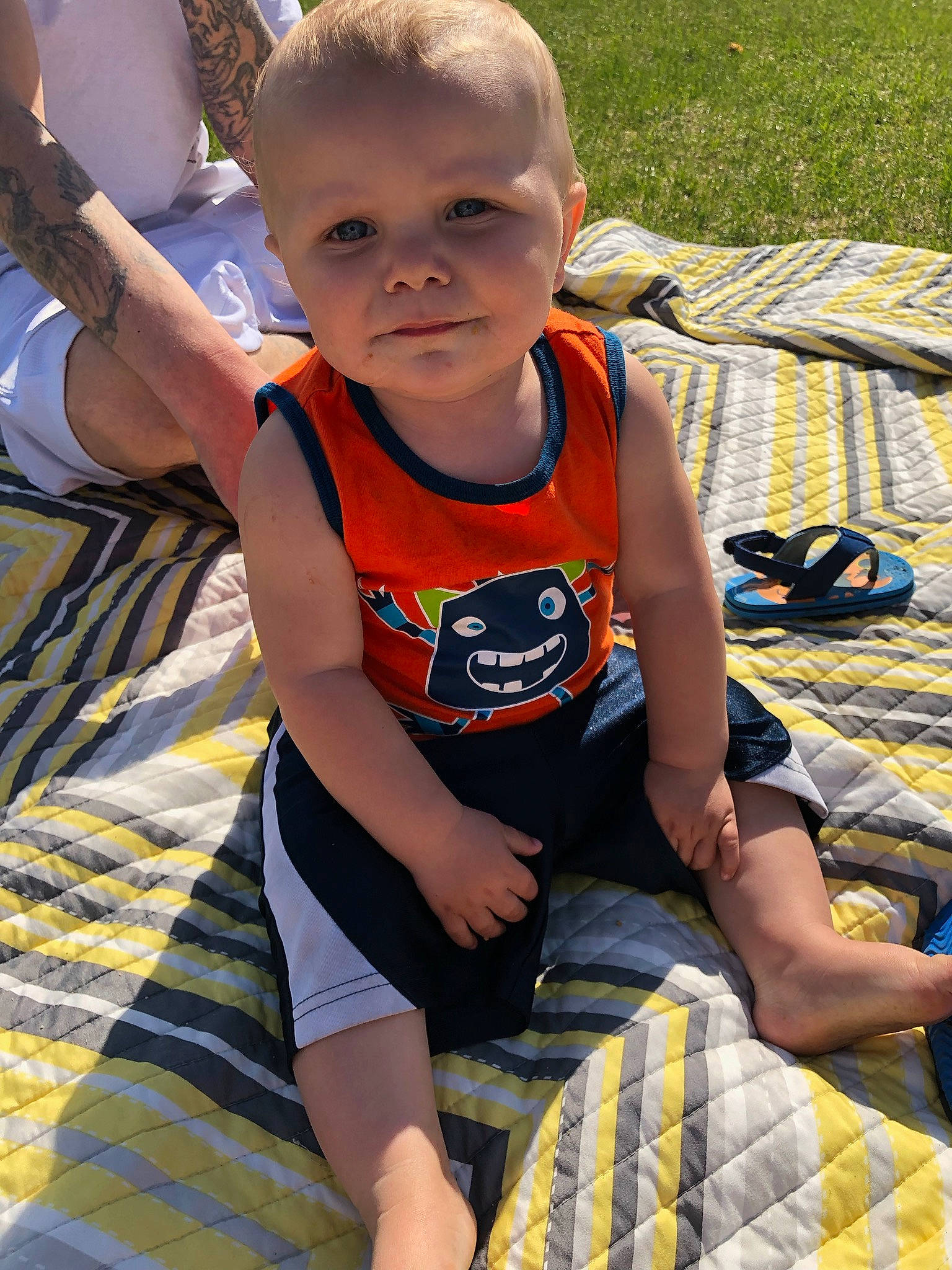 Johnathon is registered to the contest to win money with this photo: child, headwear, leisure, person, play, summer, toddler, vacation