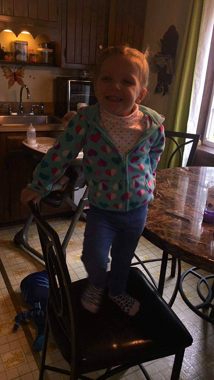 Aleigha joined the competition — help win amazing prizes! chair, child, joy, person, play, room, sitting, standing, t_shirt, toddler