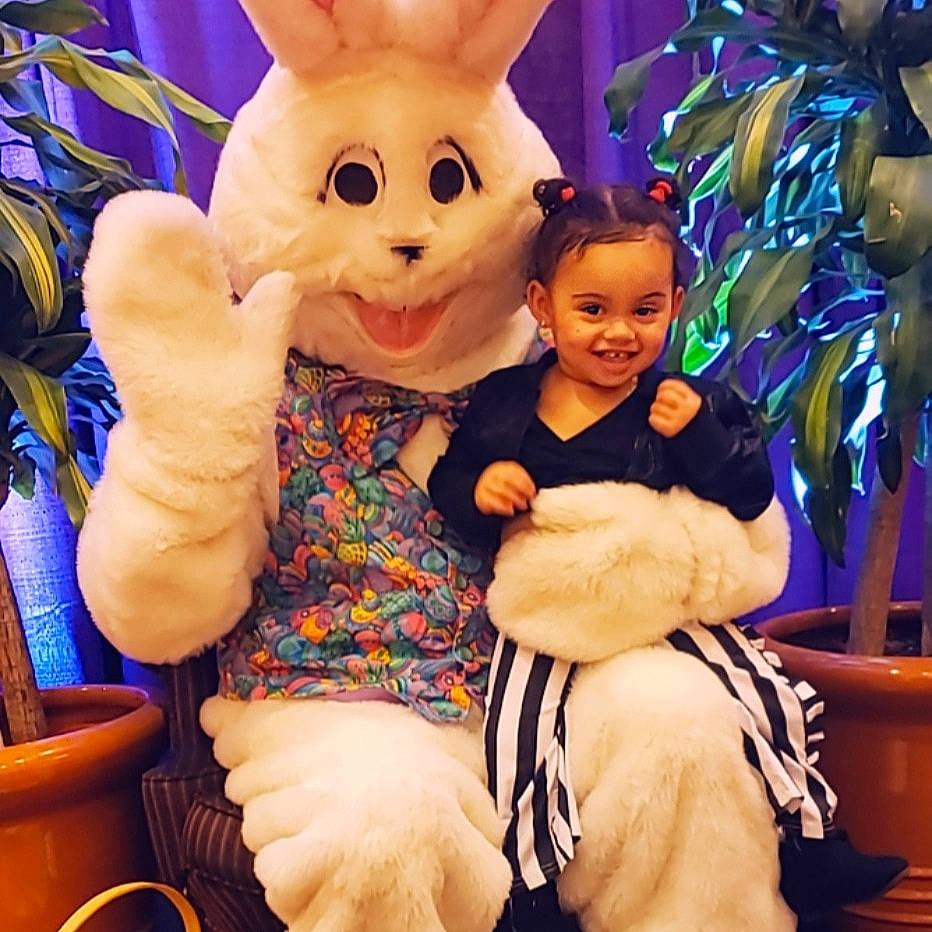 Karmella is registered to the contest to win money with this photo: child, ear, easter_bunny, happy, holiday, joy, person, plush, rabbit, rabbits_and_hares, stuffed_toy, toy