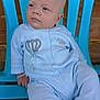 Franky participe au concours pour gagner de l'argent avec cette photo : baby, child, infant, onesie, blue_clothing, chair, plastic_chair, face, head, portrait, sitting, wooden_background, cute, young_child, expression, casual, indoor, comfort, peaceful, small_hands