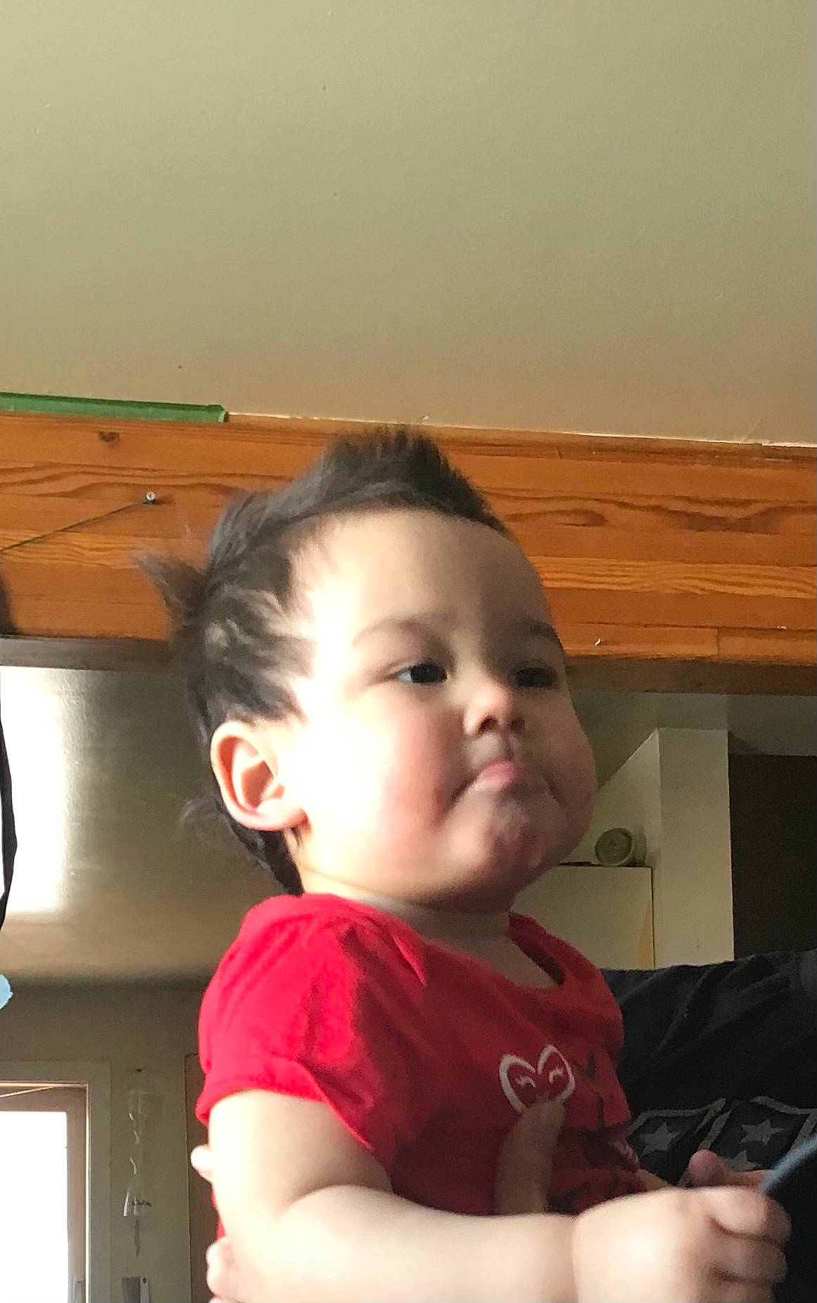 Cade is registered to the contest to win money with this photo: baby, baby_toddler_clothing, cheek, child, ear, elbow, eyelash, forehead, fun, happy, neck, nose, person, room, sitting, skin, sleeve, t_shirt, toddler, vacation