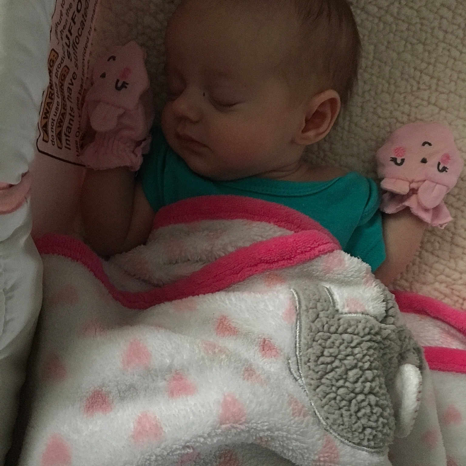 Paige joined the competition — help win amazing prizes! baby_products, bedtime, blanket, cheek, child, infant, iris, knitting, material, nap, nose, person, pink, product, skin, sleep, stuffed_toy, textile, toddler, toy