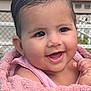 Raya joined the competition — help win amazing prizes! baby, smiling, face, wet_hair, pink_towel, outdoor, child, happy, cute, portrait, skin, earring, person, infant, toddler, holding, warm, closeup, expression, joyful