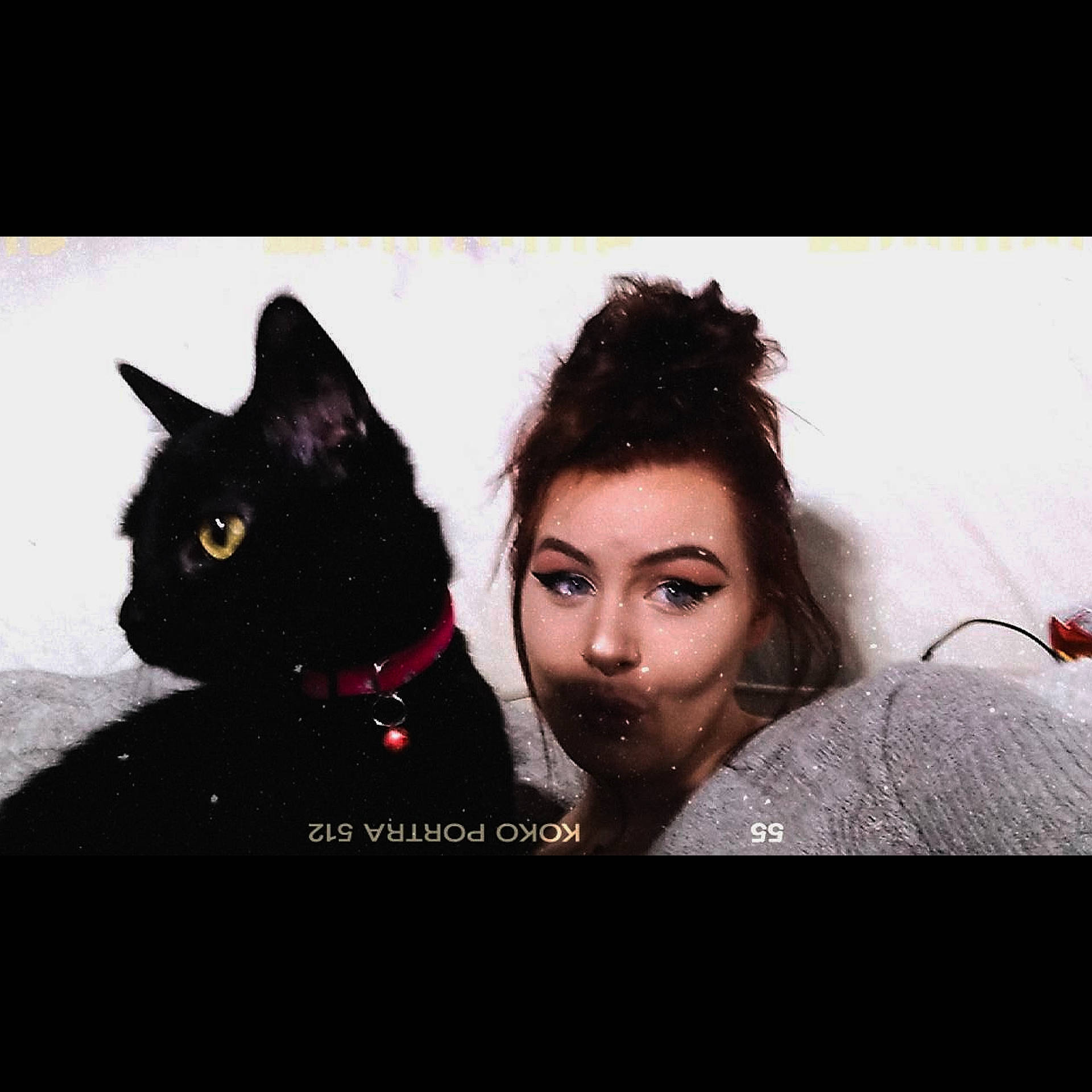 Midnight joined the competition — help win amazing prizes! black_cat, black_hair, bombay, carnivore, cat, darkness, eyelash, felidae, fictional_character, flash_photography, formal_wear, fur, happy, iris, long_hair, magenta, plant, selfie, small_to_medium_sized_cats, whiskers