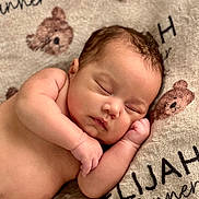 Elijah joined the competition — help win amazing prizes! baby, sleeping, infant, blanket, teddy_bear, soft_texture, peaceful, cute, newborn, skin, face, hand, arm, closeup, portrait, resting, child, cozy, warm, comfort