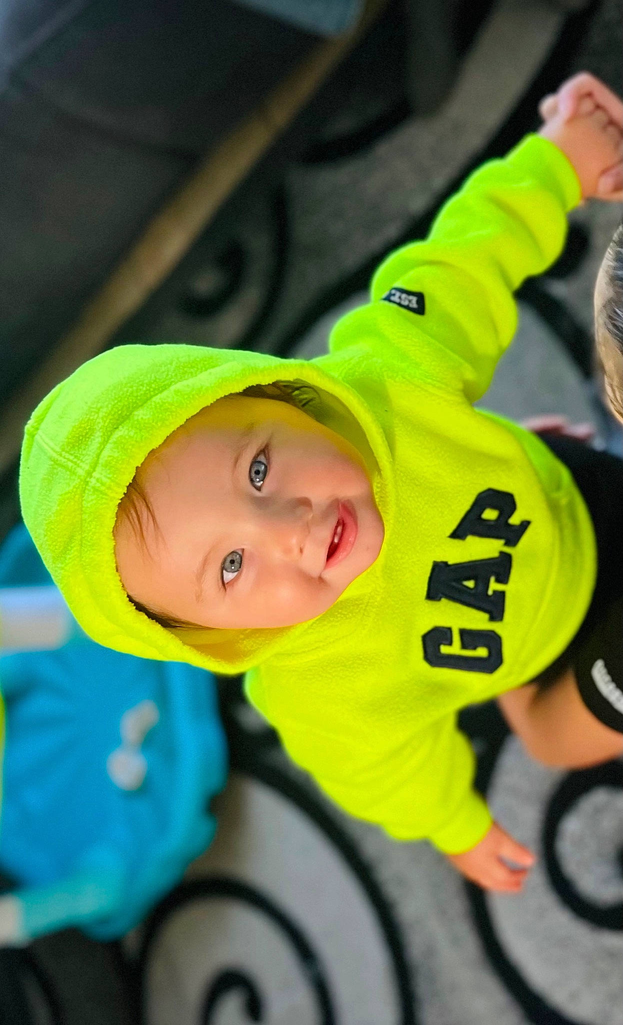 Kian joined the competition — help win amazing prizes! baby, baby_products, cap, child, fashion_accessory, fun, grass, happy, hat, headwear, leisure, person, personal_protective_equipment, recreation, smile, toddler, wheel