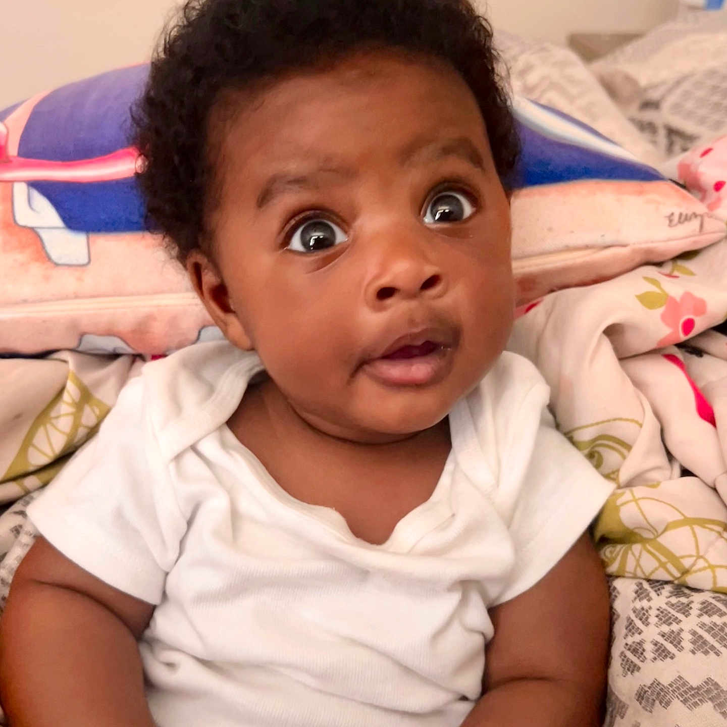 Karter is registered to the contest to win money with this photo: baby, babylaughing, blackhair, bodypart, couch, cushion, face, furniture, hair, happy, head, homedecor, neck, person, photography, portrait, shoulder, skin, smile, surprised