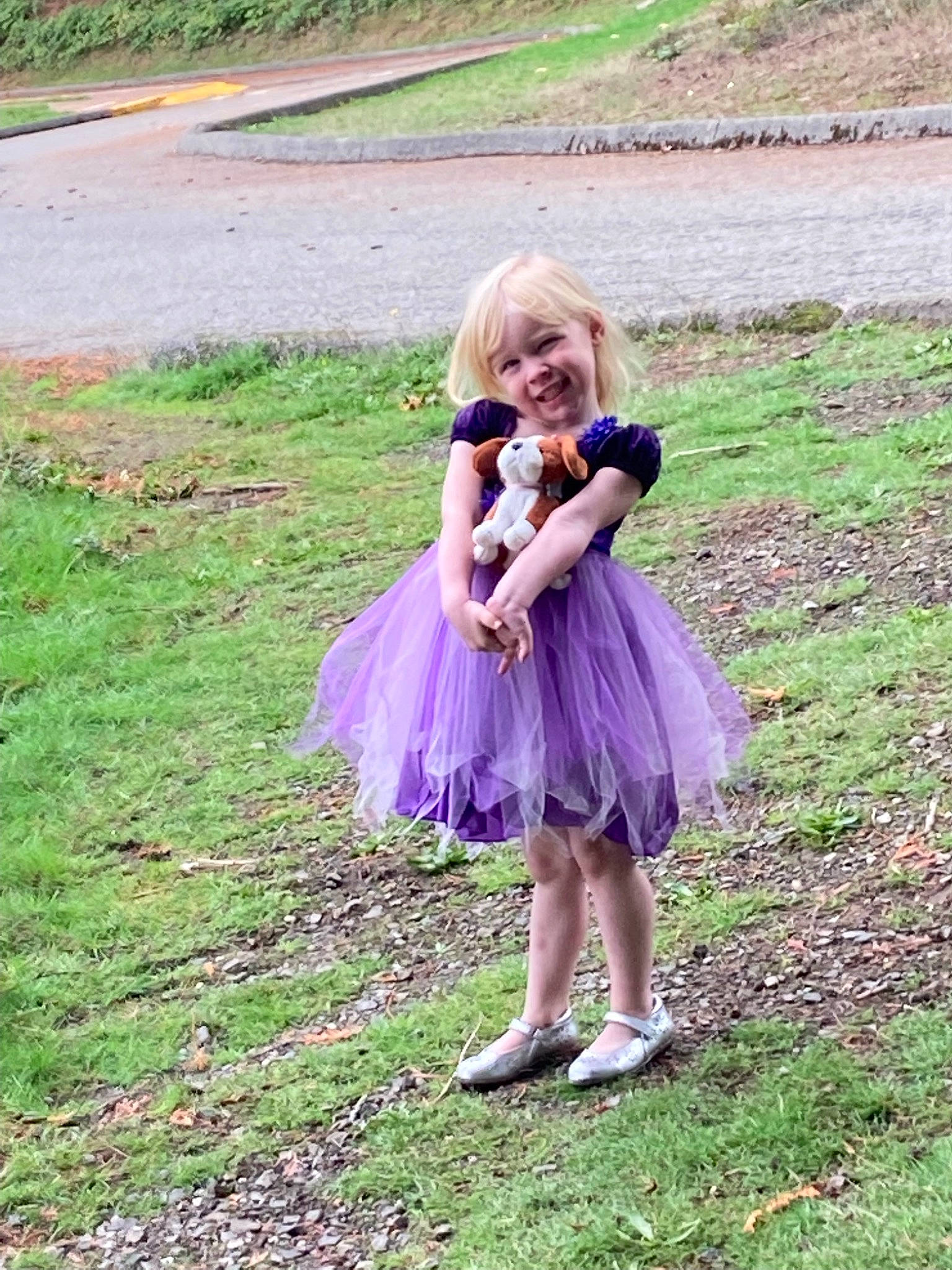 Allison is registered to the contest to win money with this photo: baby_toddler_clothing, blond, brown_hair, day_dress, dress, electric_blue, event, fun, grass, grassland, happy, joy, meadow, people_in_nature, person, pink, plant, prairie, purple, sandal