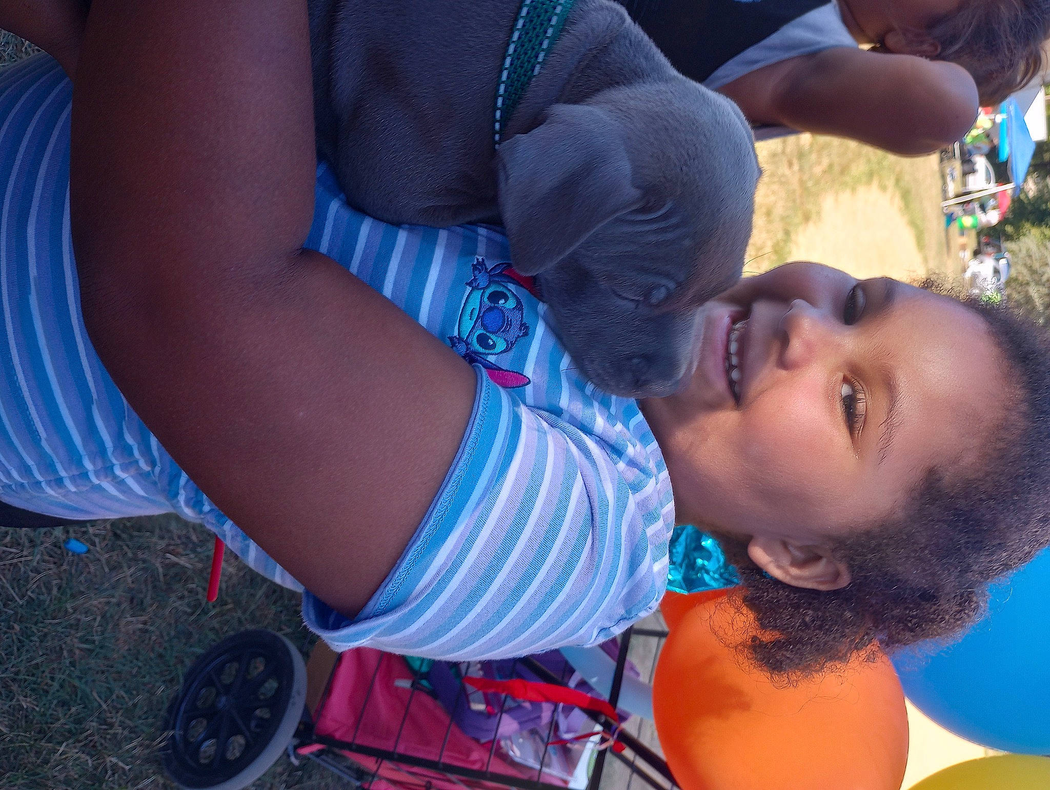 Janiyah joined the competition — help win amazing prizes! baby, blue, child, elbow, electric_blue, fun, grass, happy, leisure, mouth, person, plant, play, recreation, sitting, smile, t_shirt, toddler, tree, trunk