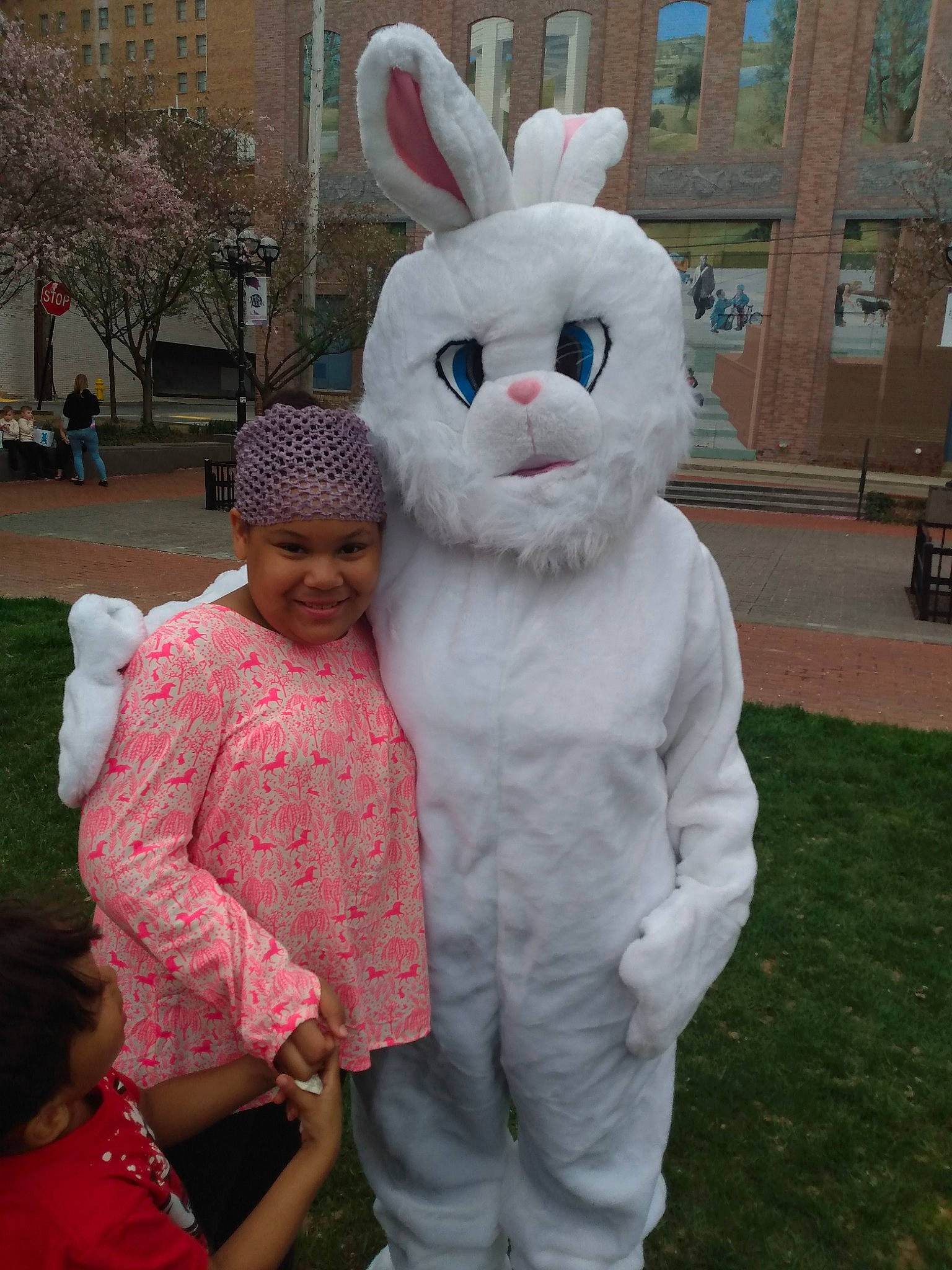 Shaniyah is registered to the contest to win money with this photo: ear, easter_bunny, event, fun, fur, grass, happy, hare, hat, headwear, holiday, joy, organism, person, pink, plant, rabbit, rabbits_and_hares, skin, snout