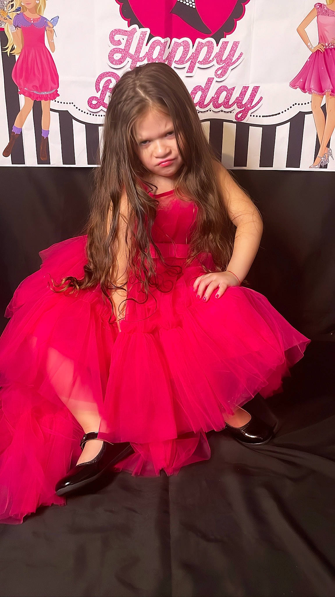 Meilani is registered to the contest to win money with this photo: blurred, bridal_party_dress, cocktail_dress, day_dress, embellishment, event, fashion_design, formal_wear, gown, hairstyle, happy, long_hair, magenta, one_piece_garment, person, pink, red, ruffle, satin, sleeve